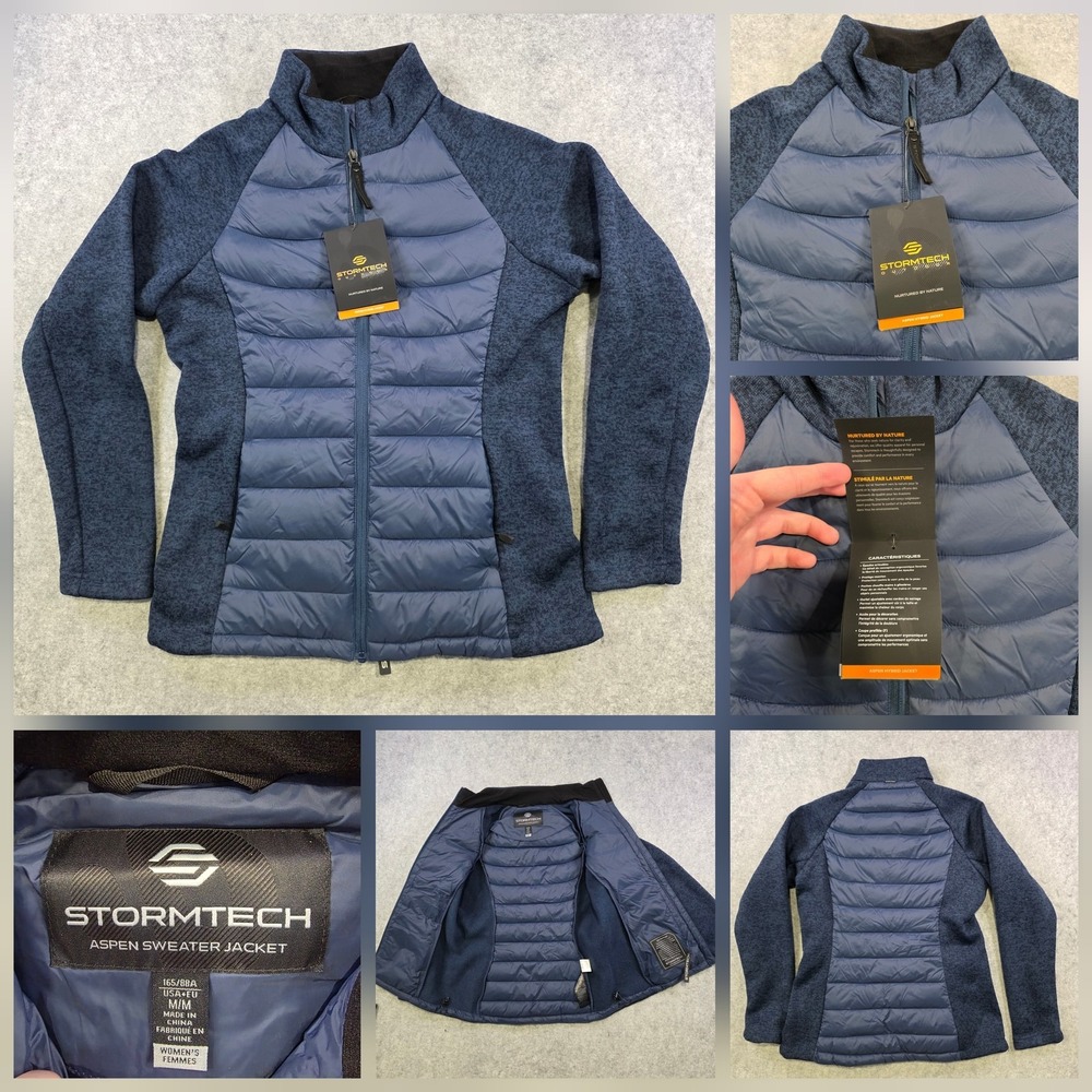 Stormtech Jacket‎ Womens Medium Blue Aspen Hybrid Fleece Puffer Full Zip BRX-1W